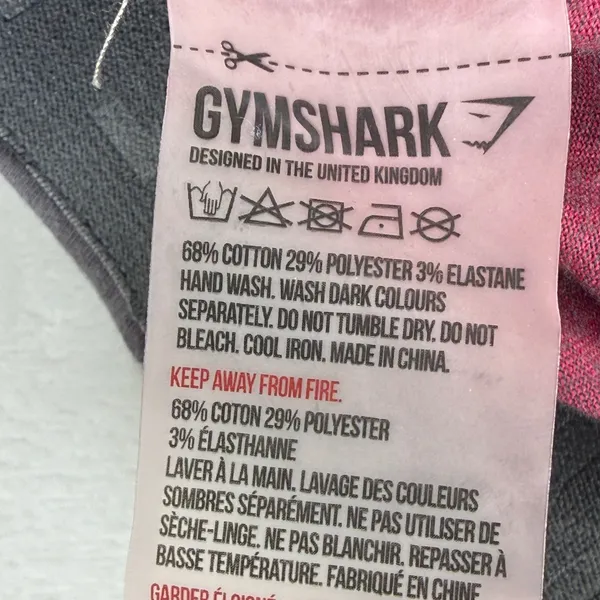 Gymshark Womens Small Gray Sheer Pink Graphic Logo Athletic‎ Yoga Leggings Pants - Image 3