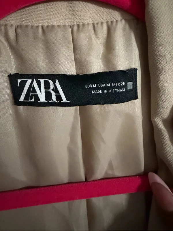 ZARA Taupe Double-Breasted Blazer - Image 3