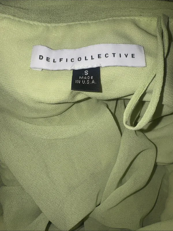NEW DELFI COLLECTIVE Diana Pleaded Strapless Chiffon Lime Green Dress sz S - Image 11