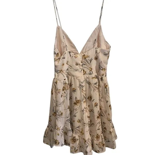 Angel Biba Floral Sleeveless chiffon Mini Dress Cream Yellow Boho Western - Image 9