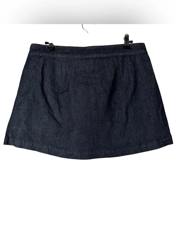 J. Crew Dark Indigo Blue Wash Wrap Mini Denim Skort 6 - Image 4
