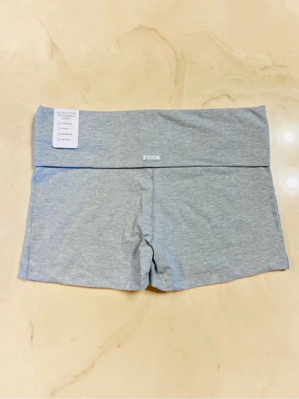 Victoria’s Secret PINK All-Day Cotton Foldover 3” Bike Shorts Heather Grey XL - Image 2
