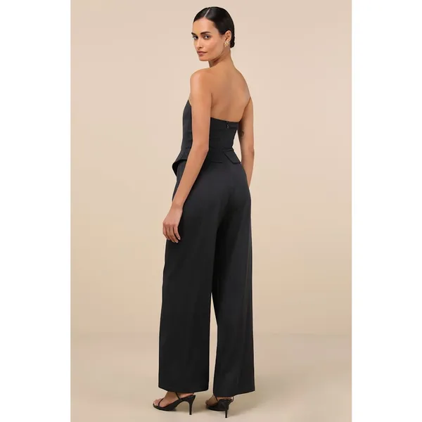 NWT Lulus Jumpsuit Polished Charisma Black Strapless Jumpsuit Party Cocktail XS - Image 3