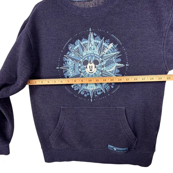 Disney Parks Mickey Mouse Compass Pullover‎ Crewneck Sweatshirt Top Blue Size S - Image 6
