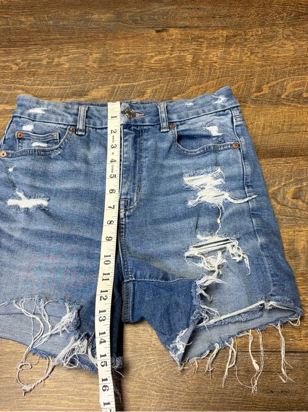 American Eagle Curvy High Rise Shortie Denim Jean Shorts Super Stretch Womens 4 - Image 3