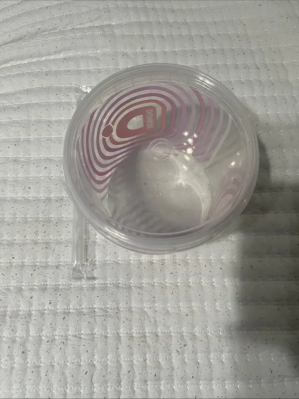 Dunkin' Branded Clear Tumbler with Pink and Orange Swirl - Image 2