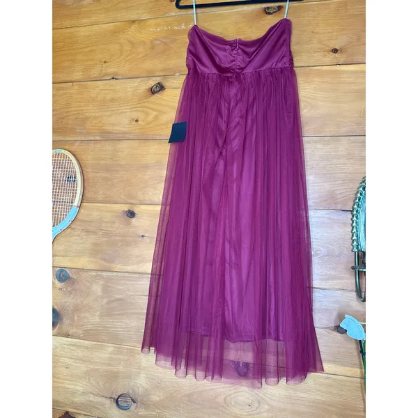 NWT Lulus Perfect Whimsy Burgundy Mesh Strapless Midi Dress Gala Banquet Size L - Image 7