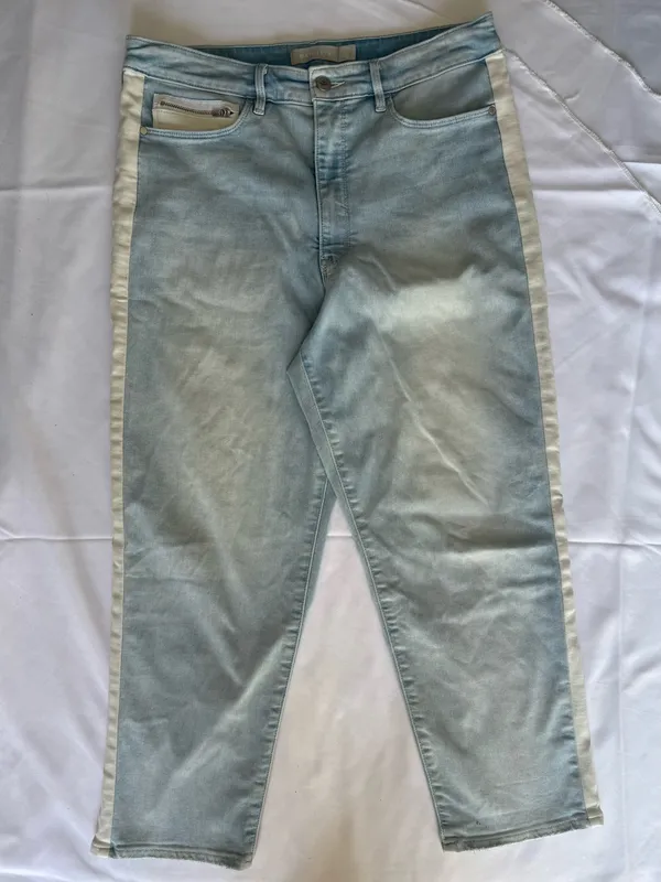 Athleta Sculpt Tek Straight Tuxedo Stripe Jeans Size 16 - Image 3