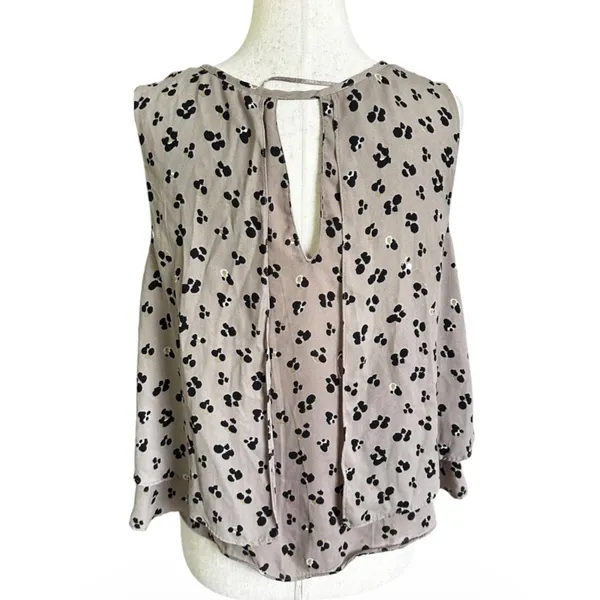 Zara Womens Medium Taupe Black Abstract Floral Draped Sleeveless Blouse | 0113 - Image 2