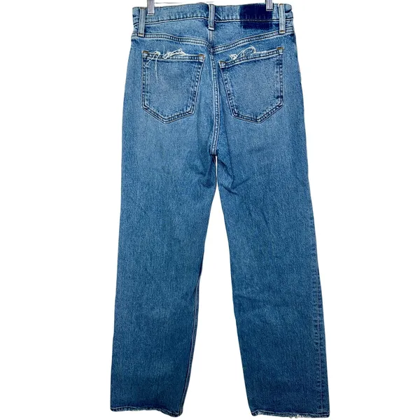 Abercrombie & Fitch 90s Relaxed High Rise Blue Denim Distressed Jeans Size 27 4 - Image 2