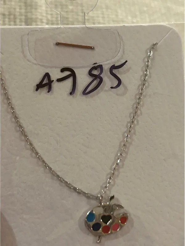 Lot a785 925 sterling silver pendant chain necklace painter - Image 2