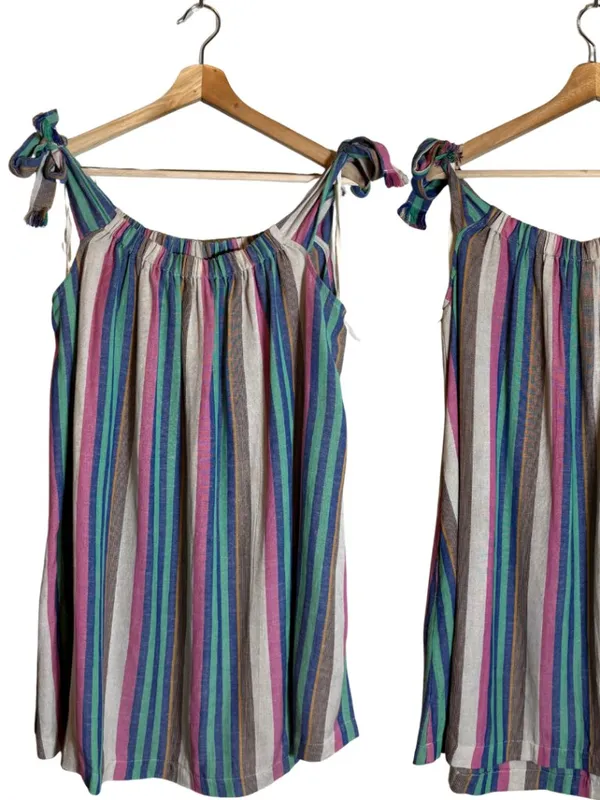 Free People Off the Shoulder Striped Babydoll Mini Dress Womens XS Bohemian NWOT - Image 2