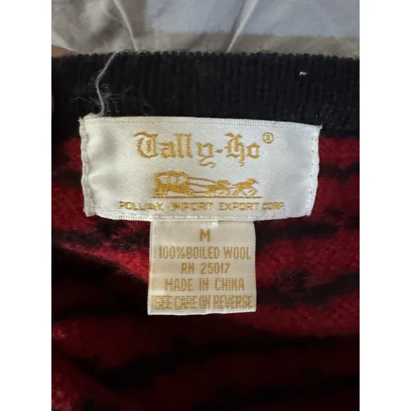 Vintage Tally-Ho Fair Isle Wool Cardigan Sweater Women's Size Medium Cottagecore - Image 3