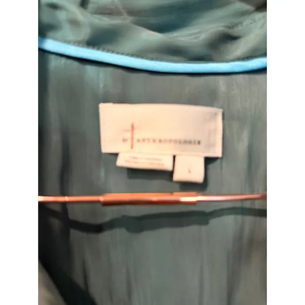Anthropologie Blouse Women Large Teal Green Button Down Satin Finish Relaxed Top - Image 6