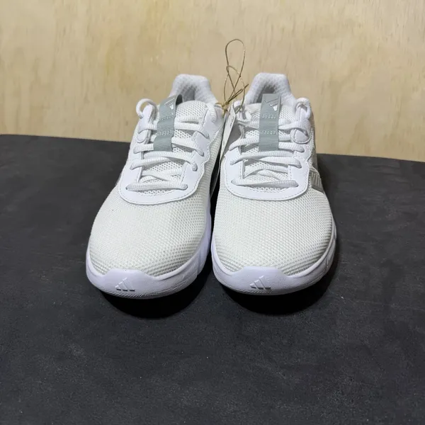 Adidas Cloudfoam Flex Laces Womens 6 White Silver Walking Shoes JS4891 New - Image 3