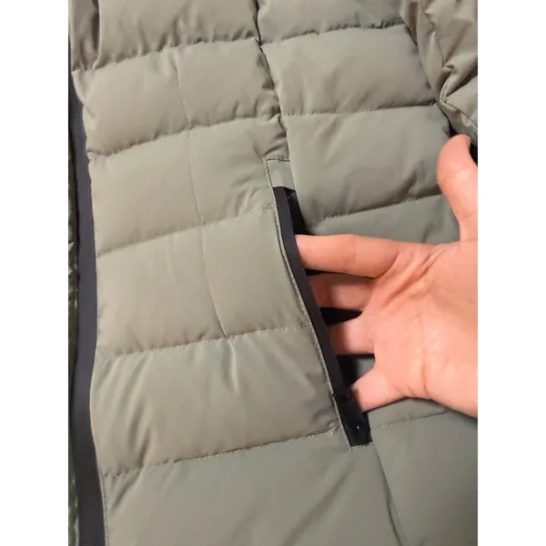 Michael Kors Size Medium Sage Green Gray Puffer Down Fill Hooded Full Zip‎ Coat - Image 2