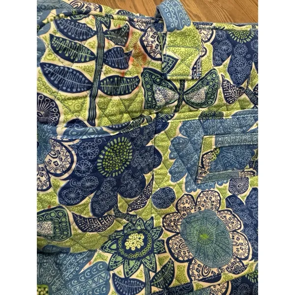 VERA‎ BRADLEY Iconic GRAND Weekender Travel Bag Daisy Doodle Green Blue Y2K - Image 8