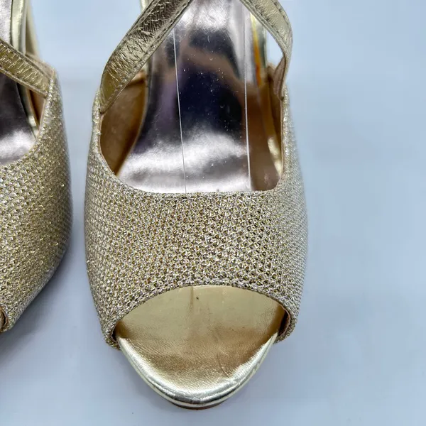 Bonnilel Heels Womens 8 Gold Tiara Glitter Shoes Wedding‎ Nightout Formal Party - Image 10