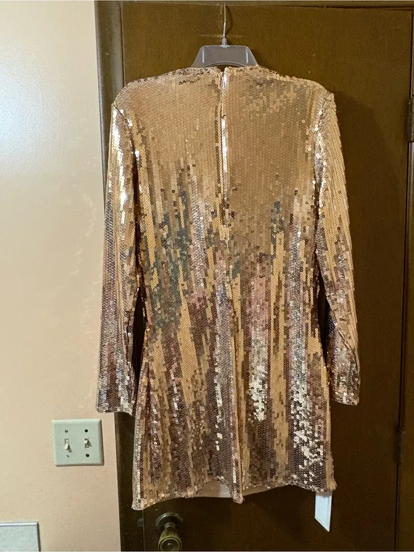 NWT Abercrombie & Fitch Paloma Gold Sequin Bodycon Mini Dress - Image 9