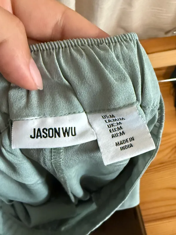 Jason Wu Sage Green wide leg track satin Pant - Image 4