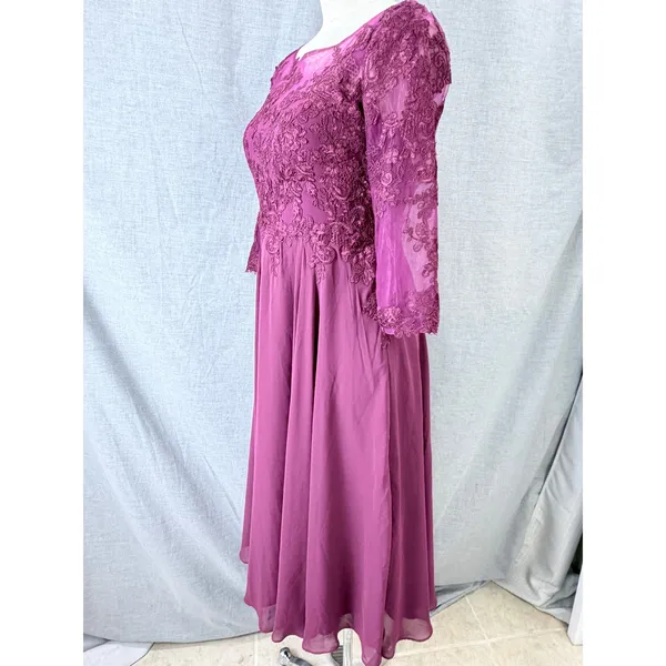 Azazie Marge Mulberry A-Line Scoop Lace Chiffon Dress A6‎ - Image 6