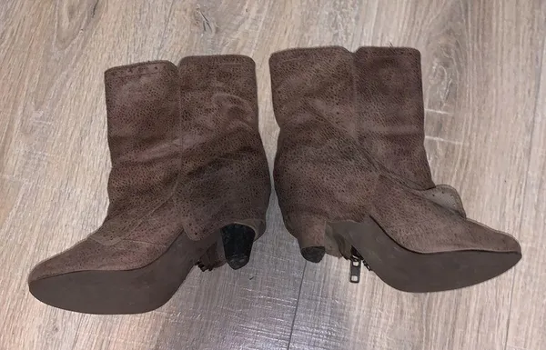 Not Rated brown zip up summer heeled mid calf boots - Image 3
