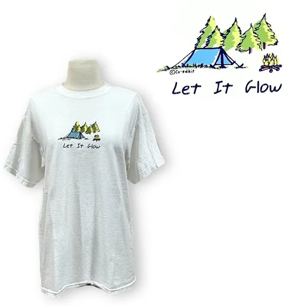 Gildan Co-Edikit White Camping Let It Glow Graphic Shirt Medium - Image 2
