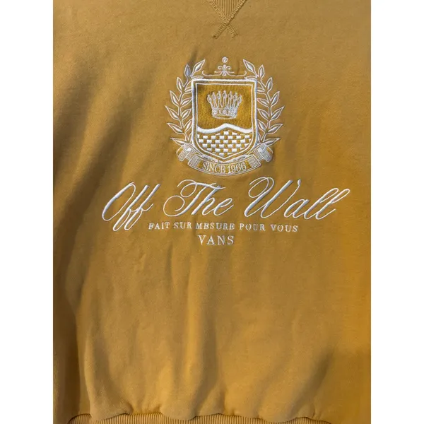 Vans Off The Wall Sweatshirt Womens Medium Mustard Yellow Embroidered Pullover - Image 2