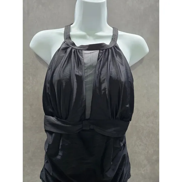 Black Whimsy Goth Ruched One Piece Swimsuit Beach Vacation Large - Image 3