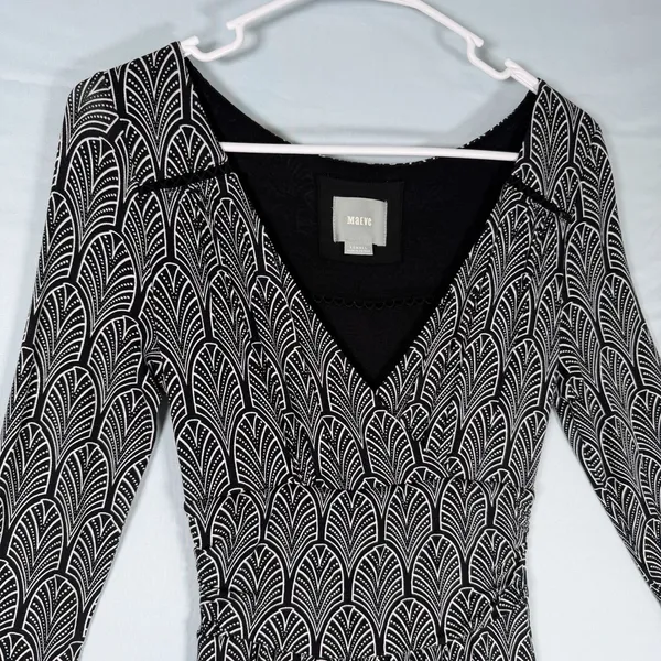 Maeve Anthropologie Size-XS‎ Womens Midi Dress Galena Black White Boho Y2K - Image 9