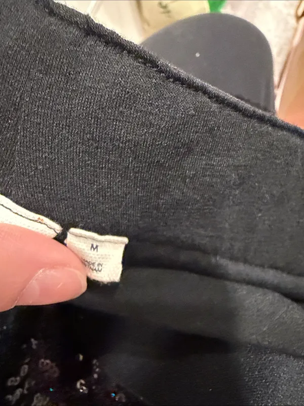 GAP‎ Black Sequin Ankle Pants side zip medium - Image 5