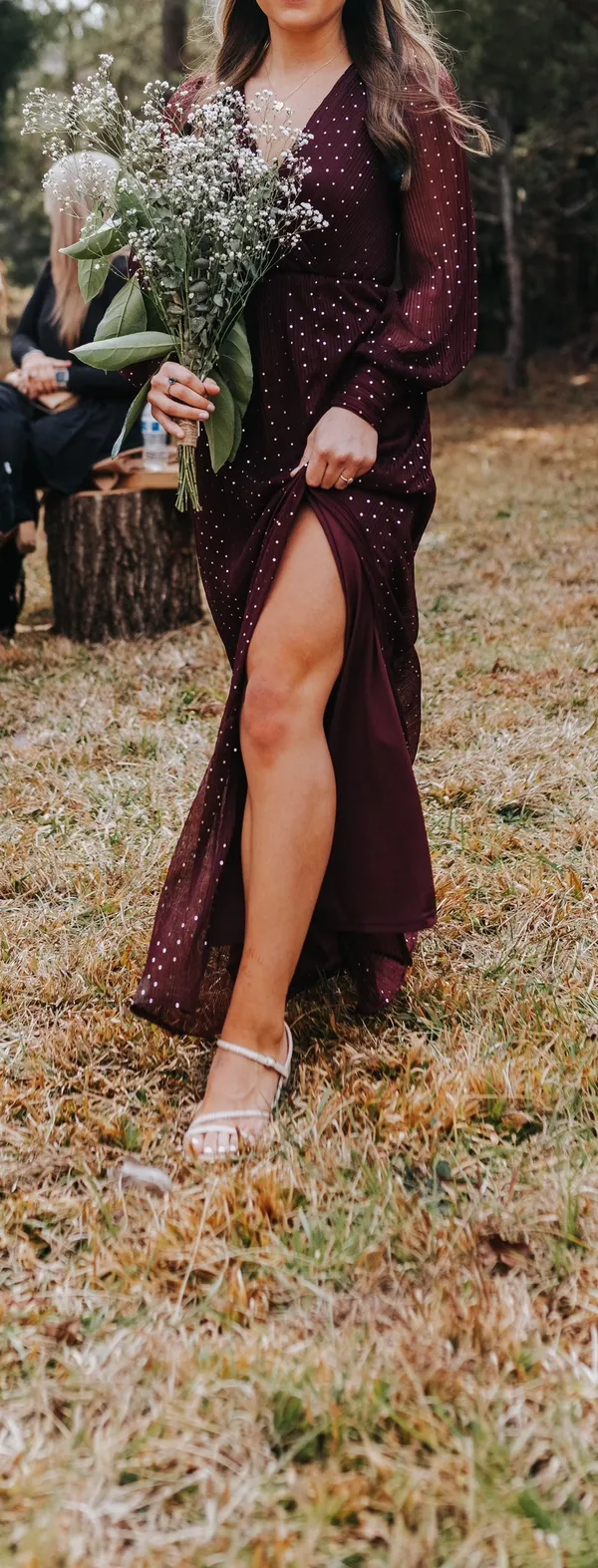 Burgundy Sequin Gown - Image 3