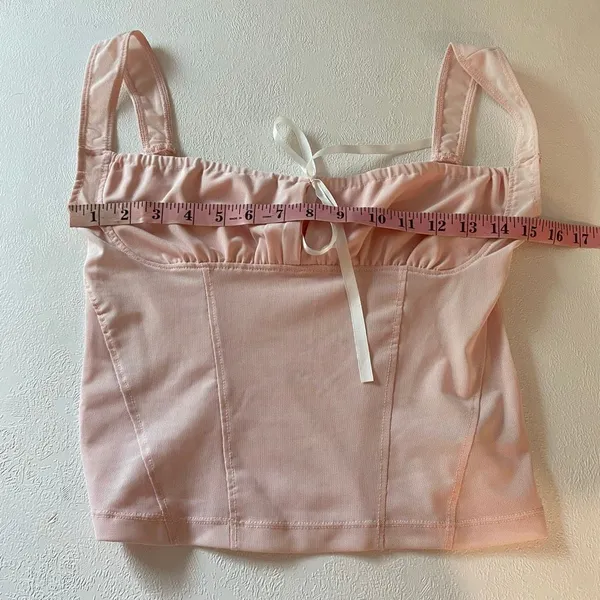 Garage Pink Corset Tank Top Women’s M Cowl Neck Ribbon Coquette Y2K - Image 5