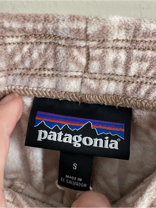 Patagonia Micro D Fleece Joggers Womens S Snow Bean Natural Geometric Cozy Pants - Image 12