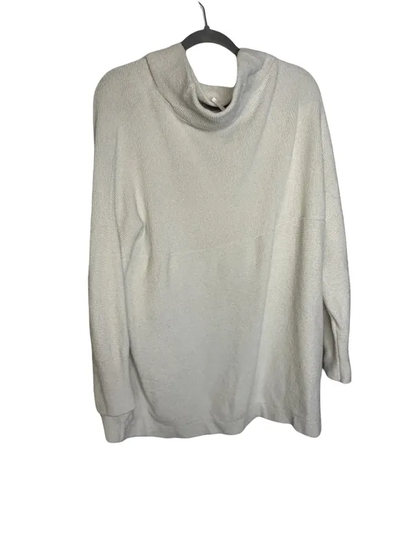 🤍 Free People Ottoman Slouchy Tunic Sweater Cream Ribbed Mock Neck Medium 🤍 - Image 4