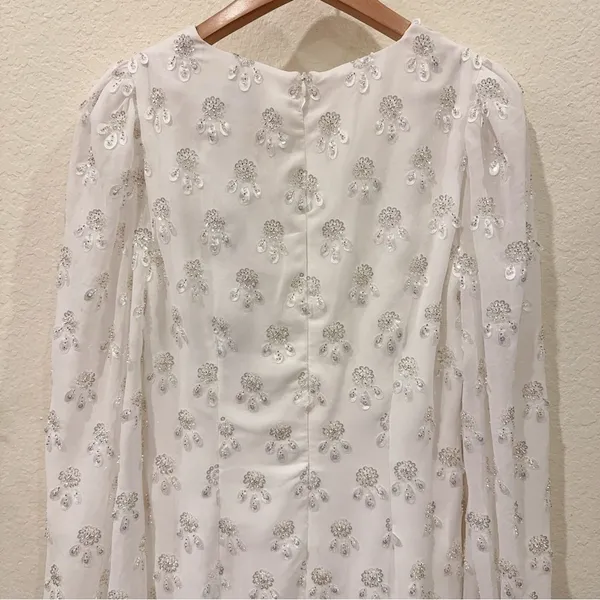 Elliatt Tamsin Sequins Long Sleeve Midi Dress Ivory Small Bridal Wedding Guest - Image 6