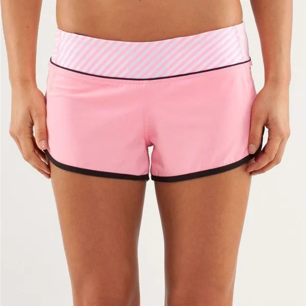 ၁၇Lululemon Run: Speed Short Pink Shell / Classic Stripe White Pink Shell / Blac - Image 3
