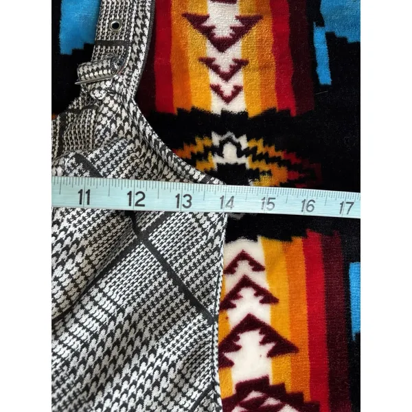 AUW Black/White Geo Print Bib Mini Dress Size Small Adj Straps Slit Summer‎ - Image 5