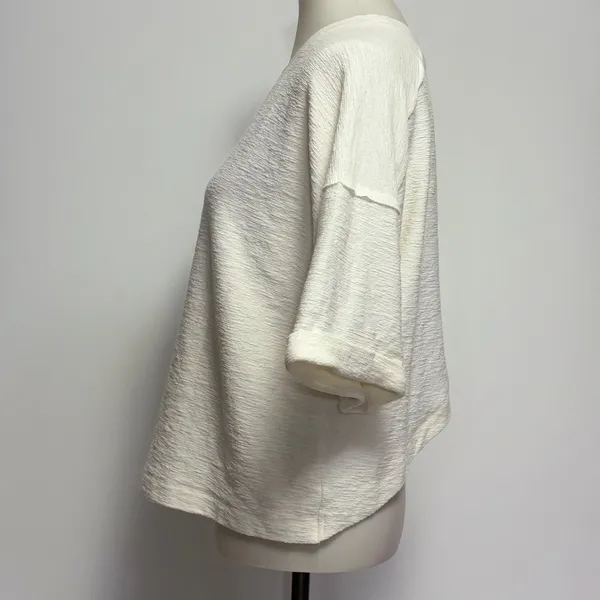 Easel Top Medium Cream Textured Crossover Tulip Back Short Sleeve ET22276 - Image 4