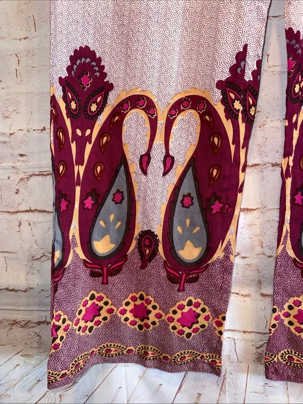 PJ Salvage Boho Pink Wide-Leg dot Printed Lounge Pants Burgundy Trim medium - Image 4