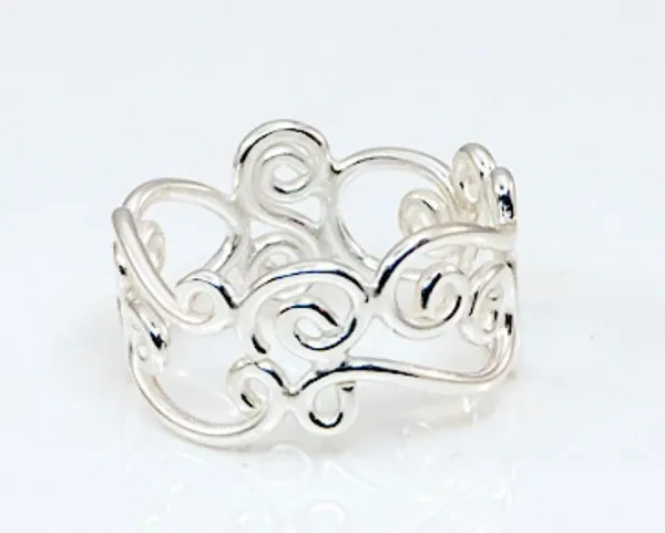 Waves Sterling Silver Ring Size 8 - Image 2