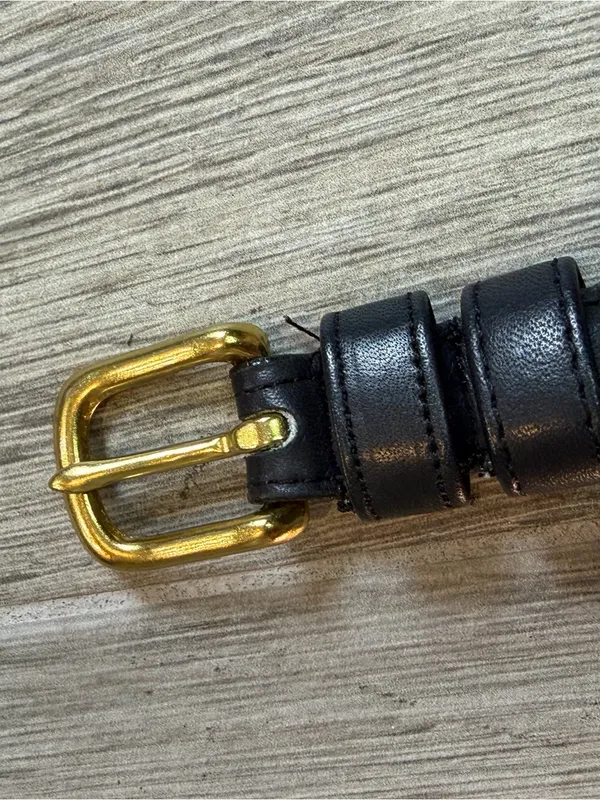 Coach Vintage 2801 Black Skinny Leather Belt Women's Y2K Brass Buckle Size 28 - Image 2