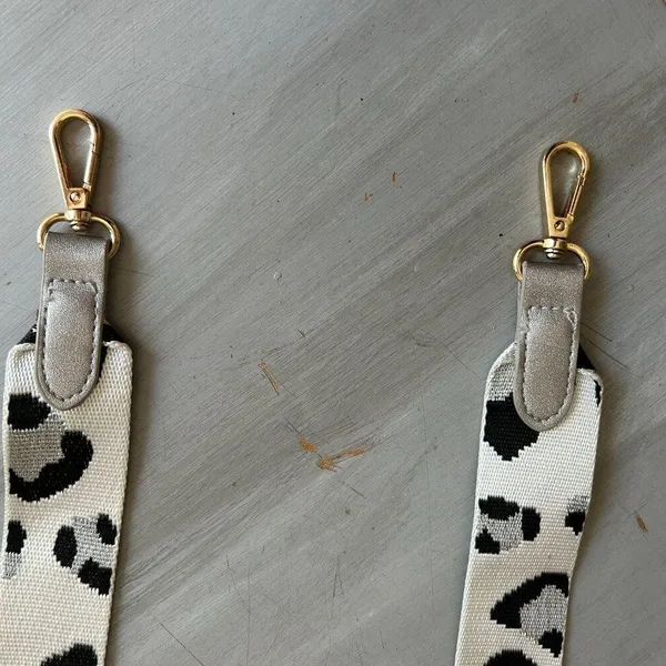 Reversible Leopard Print Wide Detachable Purse Strap Adjustable Black - Image 5
