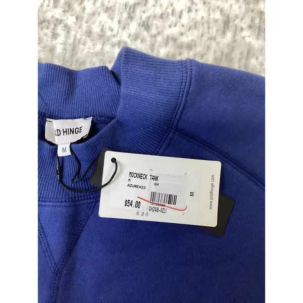 Gold Hinge Mockneck Tank Azure Blue Cropped Sleeveless Sweatshirt GH248 Size M - Image 7