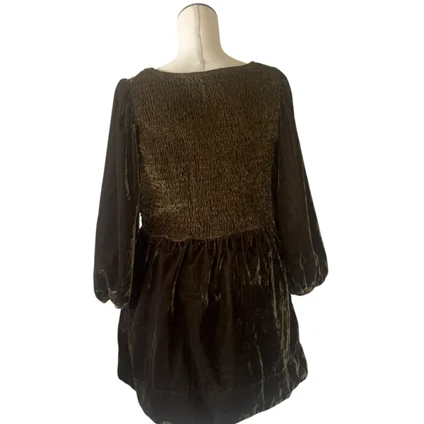 NWOT Free People Farrier Velvet Mini Dress Olive Green - Image 10