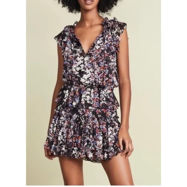 MISA Los Angeles Fleur Mini Dress in Black Floral SizeXS lightweight - Image 2