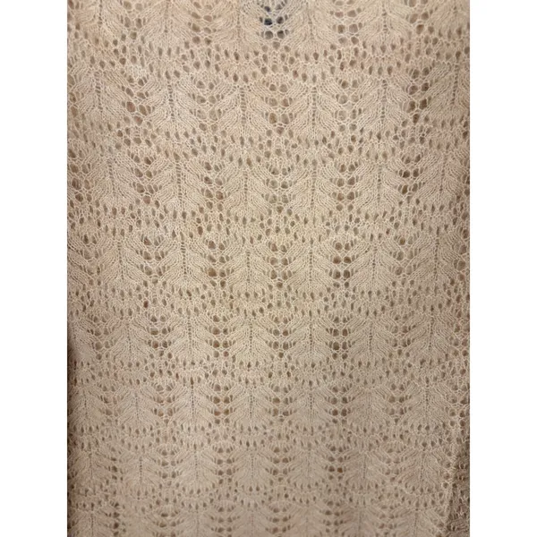 American Eagle Lace Knit Sweater Tan Long Sleeve Boat Neck‎ Women's M NWT - Image 10
