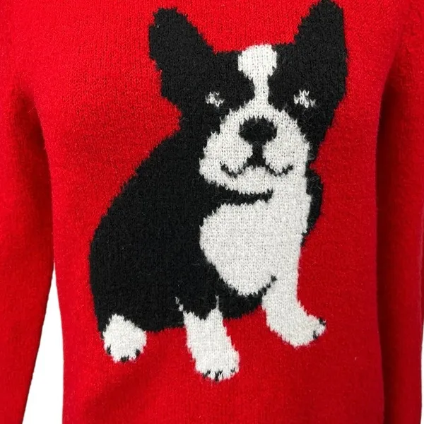 Cupcakes & Cashmere Red French Bulldog Long Sleeve Dog Christmas Sweater Top S - Image 3