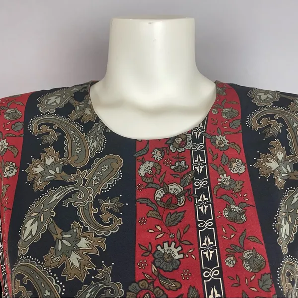Vintage Dress 80s Pencil Petal Hip‎ Skirt Layer Striped Floral Women Retro Black - Image 14