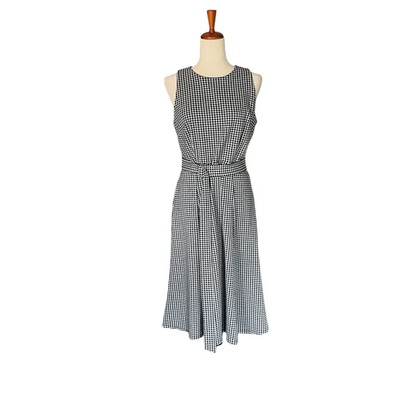 Anne Klein Belted Monochrome Houndstooth Sheath Dress - Image 11
